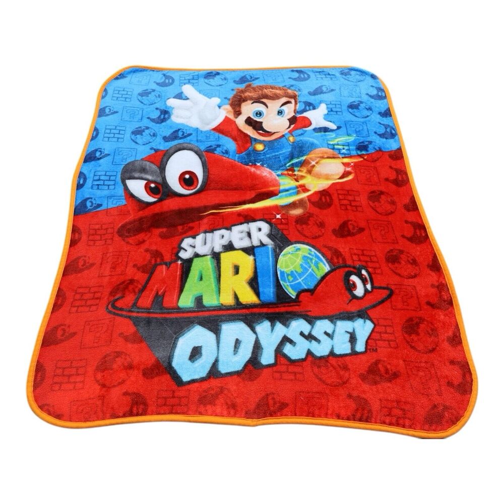 Nintendo Super Mario Odyssey Silky Soft Fleece Throw Blanket 37”‎ X 49”